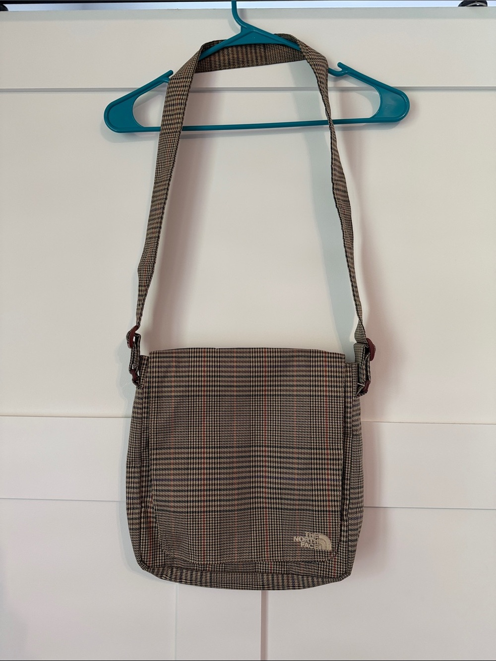 The North Face Plaid Messenger Bag - Brown/Tan/Black